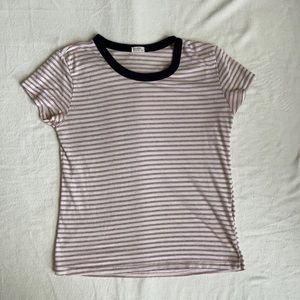 Navy blue and red striped T-shirt